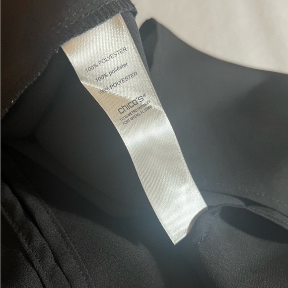 Chico's Black Tank layering staple blouse Tulip Hem silver zipper work career Lg - Picture 7 of 9